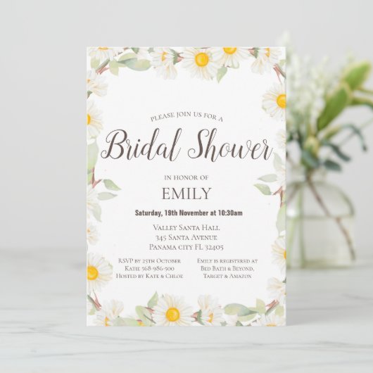 デイジーベビーシャワー招待状、パーティの招待状 招待状 (スタンド正面)