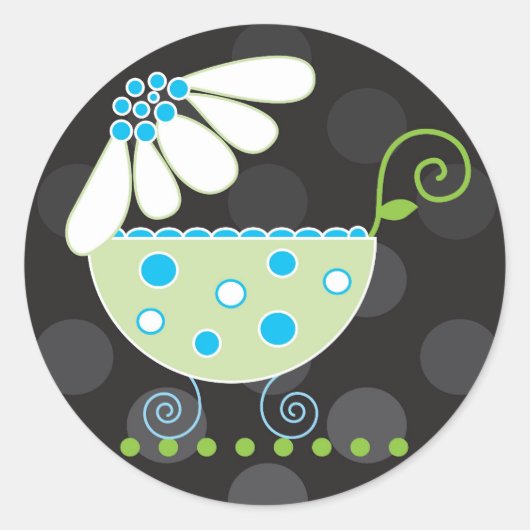 デイジーベビー招待状またはFavyステッカー ラウンドシール (正面)