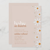 デイジーベビー開花ベビーシャワーパーティの招待状 招待状 (正面/裏面)