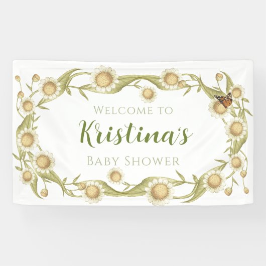 デイジーベビー開花ワイルドフラワーベビーシャワー 横断幕 (横)