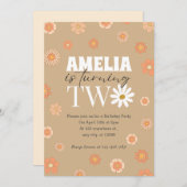 デイジーベージュトゥーセカンドバースデー招待状 招待状 (正面/裏面)