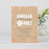 デイジーベージュファースト誕生日招待状 招待状 (スタンド正面)