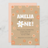 デイジーベージュファースト誕生日招待状 招待状 (正面/裏面)