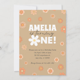 デイジーベージュファースト誕生日招待状 招待状