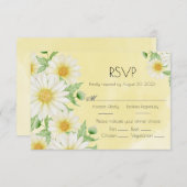 デイジーホワイトイエローフローラス結婚クリプト 出欠カード (正面/裏面)