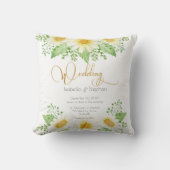デイジーホワイトイエロー結婚フローラ クッション (正面)