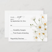 デイジーホワイトフローラいいえ食事RSVP 2 出欠カード (正面/裏面)