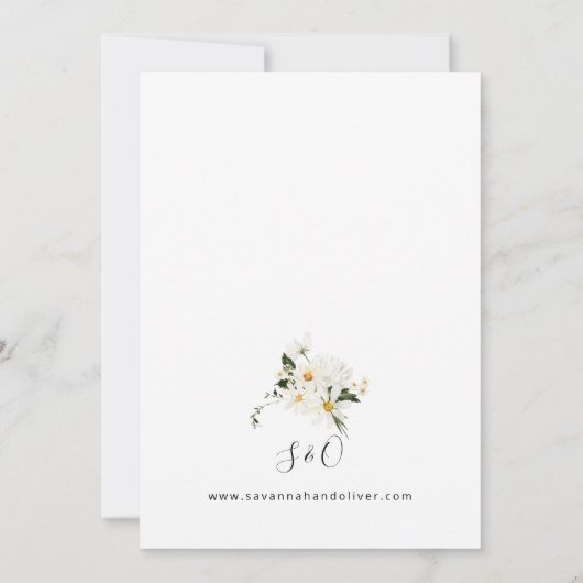 デイジーホワイトフローラ結婚式招待状v2 招待状 (裏面)