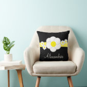 デイジーホワイトブラックイエローストライプ クッション (椅子)