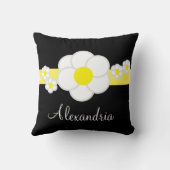 デイジーホワイトブラックイエローストライプ クッション (裏面)