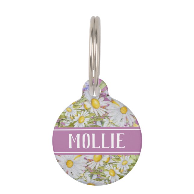 デイジーホワイトワイルドフラワーのフローラ名とアドレス ペット　ネームタグ (正面)