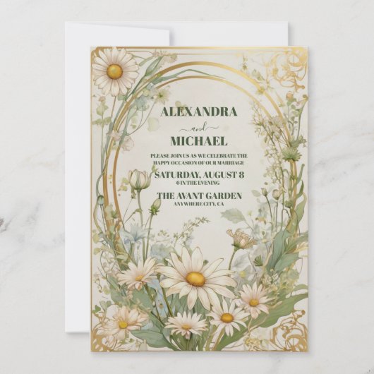 デイジーホワイト結婚フローラ 招待状 (正面)