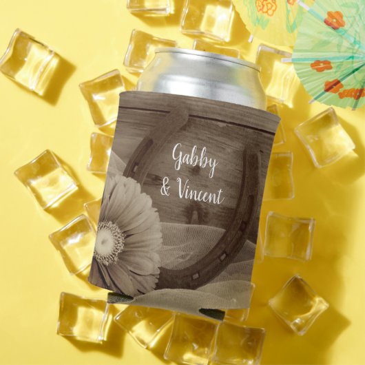 デイジーホースシューウェスタンウェディング日付を保存 缶クーラー (インサイチュ 夏)