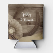 デイジーホースシューウェスタンウェディング日付を保存 缶クーラー (正面)