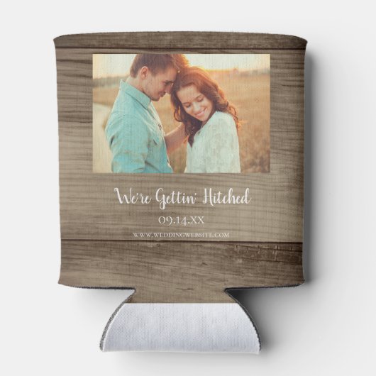 デイジーホースシューウェスタンウェディング日付を保存 缶クーラー (裏面)