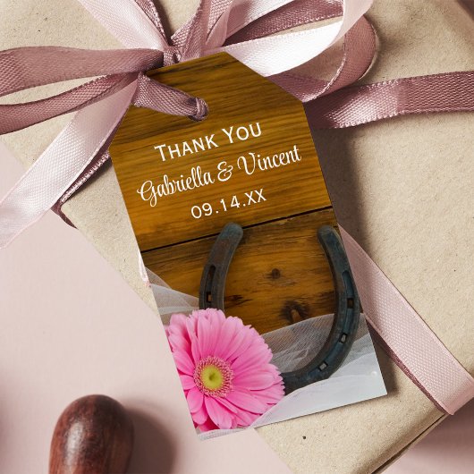 デイジーホースシューカントリーウェスタン結婚式の引き出物ラベル ギフトタグ