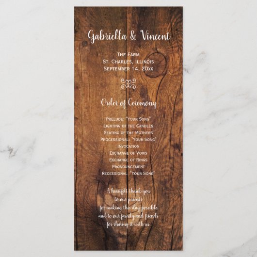 デイジーホースビットカントリーウェスタン結婚式 プログラム (裏面)