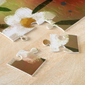 デイジーホース抽象芸術アートレッドホワイトグリーンフローラ ジグソーパズル (側面)