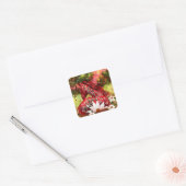 デイジーホース抽象芸術アートレッドホワイトグリーンフローラ スクエアシール (封筒)