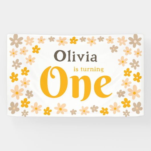 デイジーボホフローラ1st誕生日パーティーバナー 横断幕 (横)