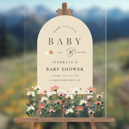 デイジーボホワイルドフラワーベビーイン開花シャワーウェルカム アクリルサイン