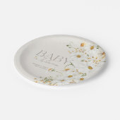 デイジーボホワイルドフラワーベビーイン開花シャワー ペーパープレート (アングル)