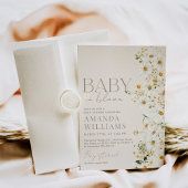 デイジーボホワイルドフラワーベビーシャワー招待状 招待状