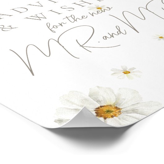 デイジーボホワイルドフラワーモダンブライダルアドバイスゲーム ポスター (角)