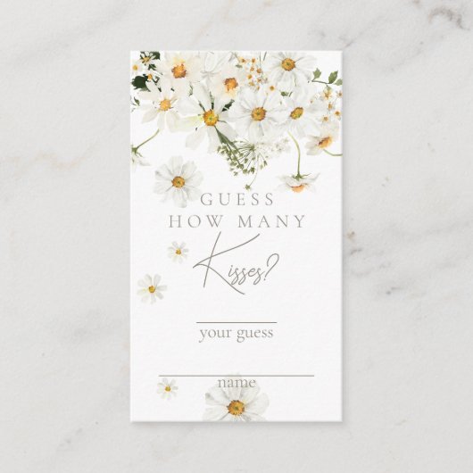 デイジーボホワイルドフラワーモダンブライダルキスゲーム エンクロージャーカード (正面)