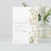デイジーボホワイルドフラワーモダンブライダルシャワー サンキューカード (スタンド正面)