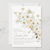 デイジーボホワイルドフラワーモダンブライダルシャワー 招待状 (正面)