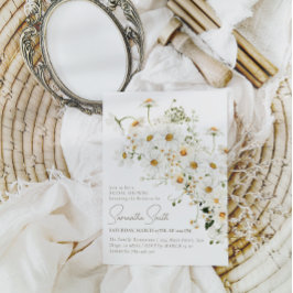 デイジーボホワイルドフラワーモダンブライダルシャワー 招待状