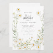デイジーボホワイルドフラワー素朴ブライダルシャワー 招待状 (正面/裏面)
