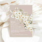 デイジーボホワイルドフラワー素朴ベビーシャワー 招待状