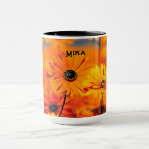 デイジーマグカップとオレンジ色の花 マグカップ