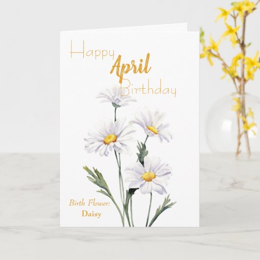 デイジーマーチ誕生フラワー誕生日 カード (黄色い花)