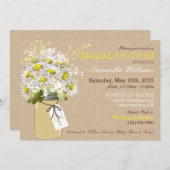 デイジーメイソンジャーバーラップ素朴ブライダルシャワー 招待状 (正面/裏面)