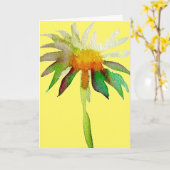 デイジーモダンアートフラワーオンイエローハッピーバースデー カード (黄色い花)