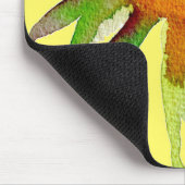 デイジーモダンアートフラワーオンイエロー マウスパッド (コーナー)