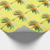 デイジーモダンアートフラワーオンイエロー ラッピングペーパー (角)