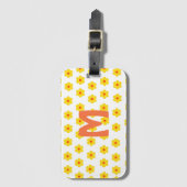 デイジーモダンイエローオレンジ植物模様 ラゲッジタグ (正面縦)