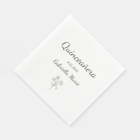 デイジーモダンキンセアニラエレガントグレイタイポグラフィ スタンダードランチョンナプキン (角)