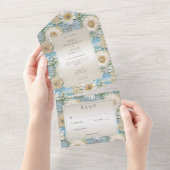 デイジーモダンサテン&パールレリーフ、 浮き彫りノディナー オールインワン招待状 (貼ってはがせる)