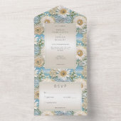 デイジーモダンサテン&パールレリーフ、 浮き彫りノディナー オールインワン招待状 (内側)