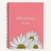 デイジーモダンフローラ植物性ピンク ノートブック (正面)