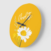 デイジーモダンワイルドフラワーカスタムズモノグラム ラージ壁時計 (傾斜)