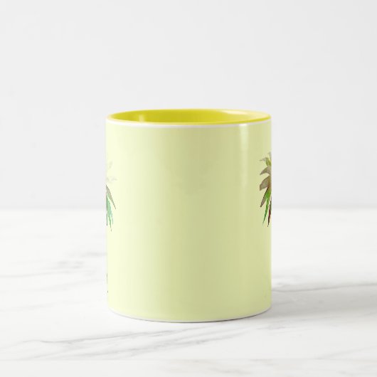 デイジーモダン水彩画花 ツートーンマグカップ (中央)