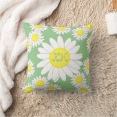 デイジーモノグラムグリーンホワイトとイエロー クッション (ブランケット)