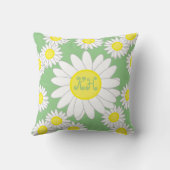 デイジーモノグラムグリーンホワイトとイエロー クッション (裏面)