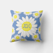 デイジーモノグラムブルーホワイトとイエロー クッション (裏面)